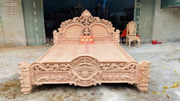GIƯỜNG NGỦ MẪU HOÀNG GIA TÂN CỔ ĐIỂN HÀNG NGUYÊN KHỐI - GỖ HƯƠNG ĐÁ