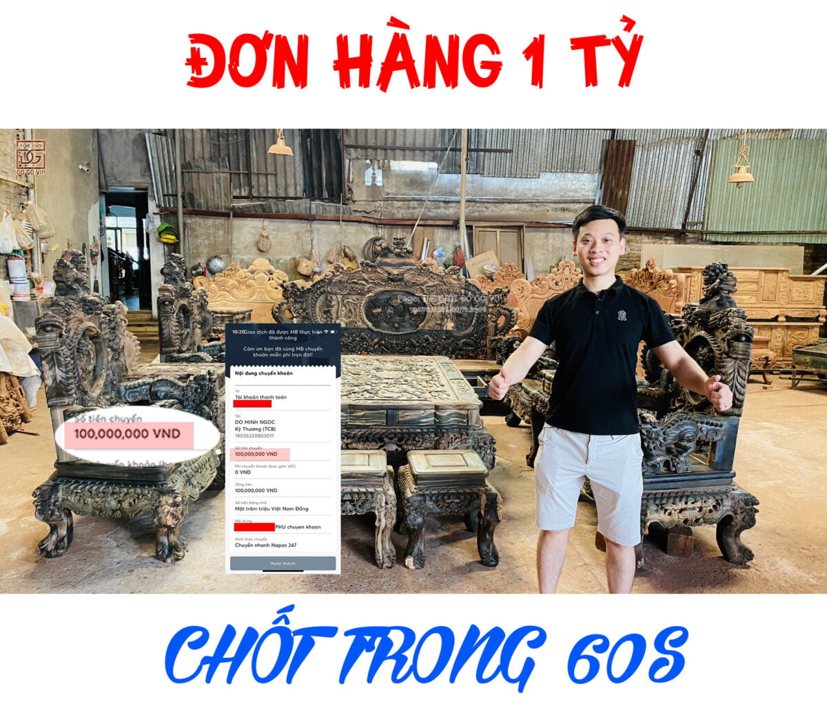CHỐT ĐƠN HÀNG TRONG MỘT NỐT NHẠC- BỘ NGHÊ RỒNG ĐỈNH MUN HOA LÀO