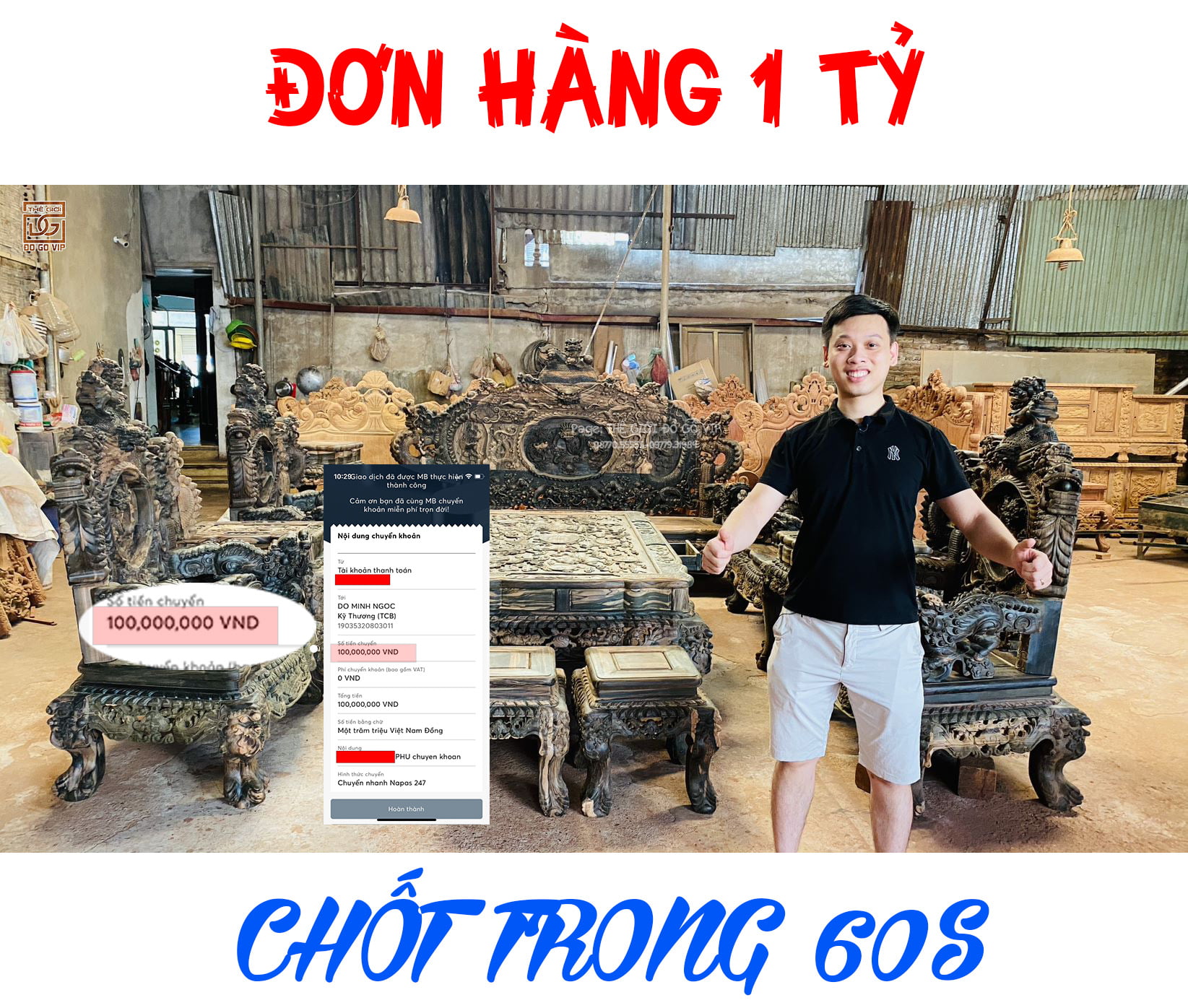 CHỐT ĐƠN HÀNG TRONG MỘT NỐT NHẠC- BỘ NGHÊ RỒNG ĐỈNH MUN HOA LÀO
