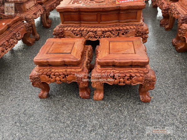 BỘ BÀN GHẾ NGHÊ BẢO ĐỈNH CỘT 16 -GỖ HƯƠNG ĐÁ - Hình ảnh 4