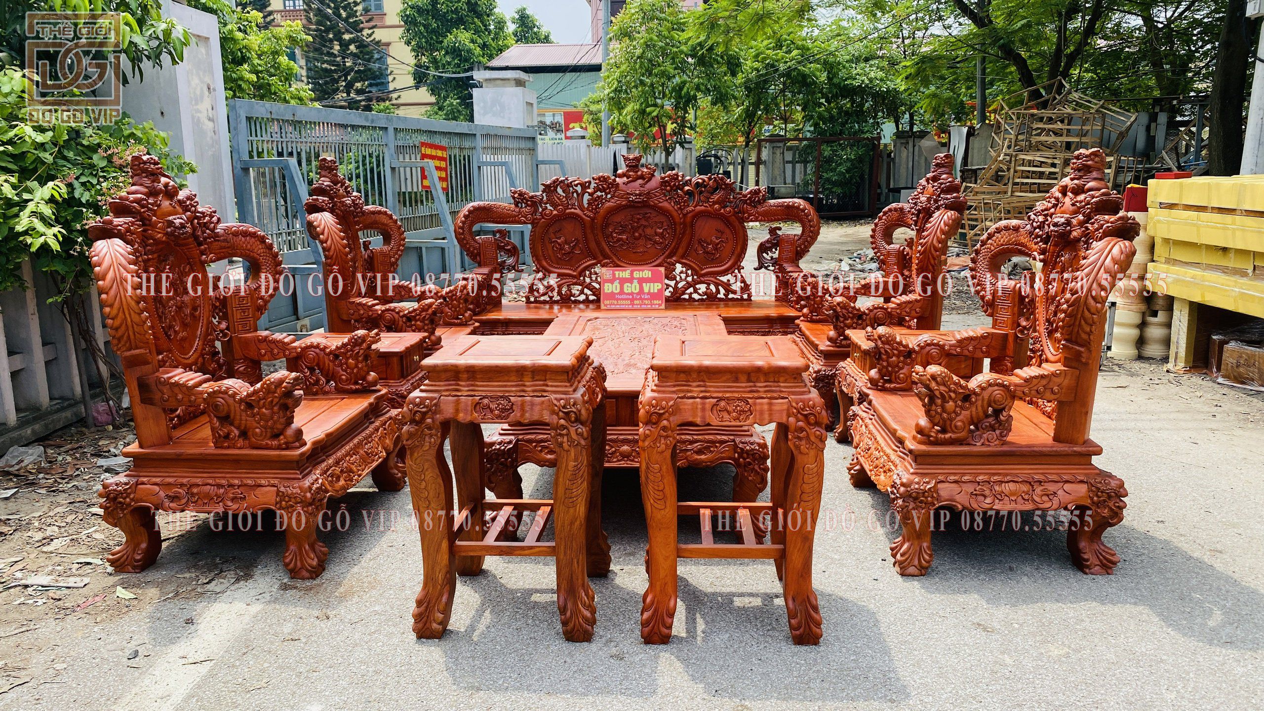 Nghê Tay Khuỳnh Bảo Đỉnh 12 Món- Gỗ Hương Đá