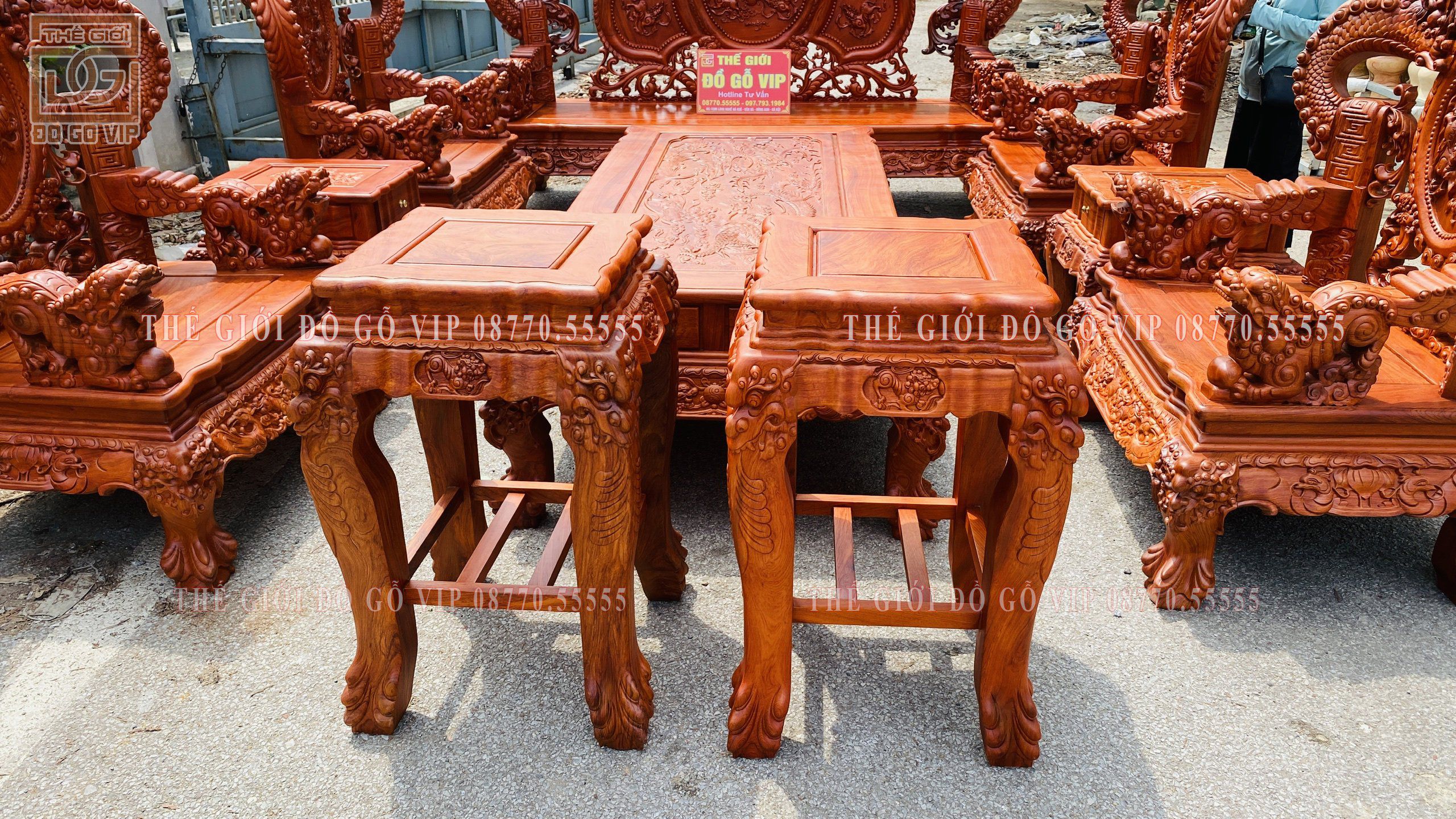 Nghê Tay Khuỳnh Bảo Đỉnh 12 Món- Gỗ Hương Đá