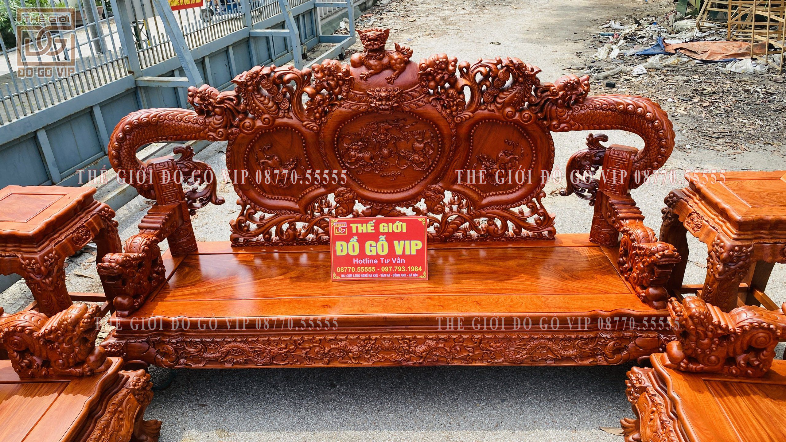 Nghê Tay Khuỳnh Bảo Đỉnh 12 Món- Gỗ Hương Đá