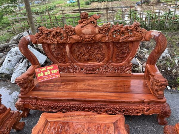 BỘ BÀN GHẾ NGHÊ BẢO ĐỈNH CỘT 16 -GỖ HƯƠNG ĐÁ - Hình ảnh 7