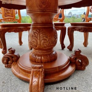 BÀN ĂN TRÒN 8 GHẾ - CHẤT GỖ HƯƠNG ĐÁ