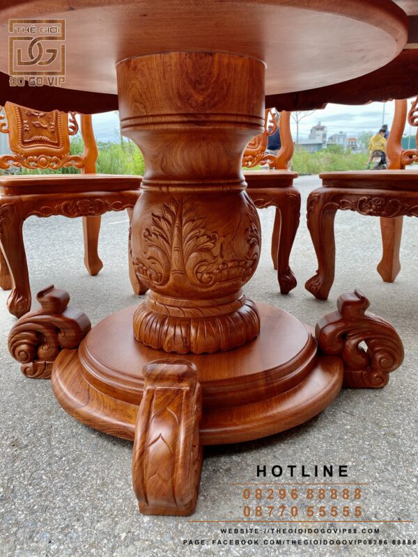 BÀN ĂN TRÒN 8 GHẾ - CHẤT GỖ HƯƠNG ĐÁ