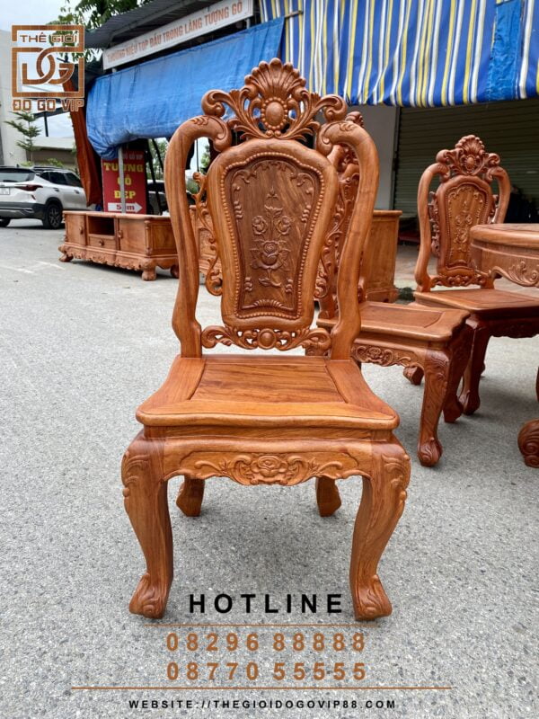 BÀN ĂN TRÒN 8 GHẾ - CHẤT GỖ HƯƠNG ĐÁ