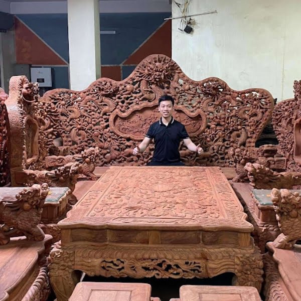 Bộ bàn ghế Cửu Long Bát Mã chất liệu 100% gỗ hương Lào Bộ bàn ghế Cửu Long Bát Mã chất liệu 100% gỗ hương Lào