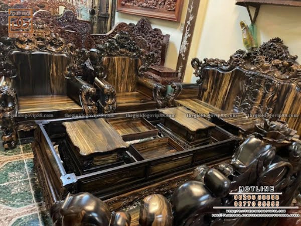 Bộ hoàng gia hoa nguyên khối gỗ mun Lào Bộ hoàng gia hoa nguyên khối gỗ mun Lào