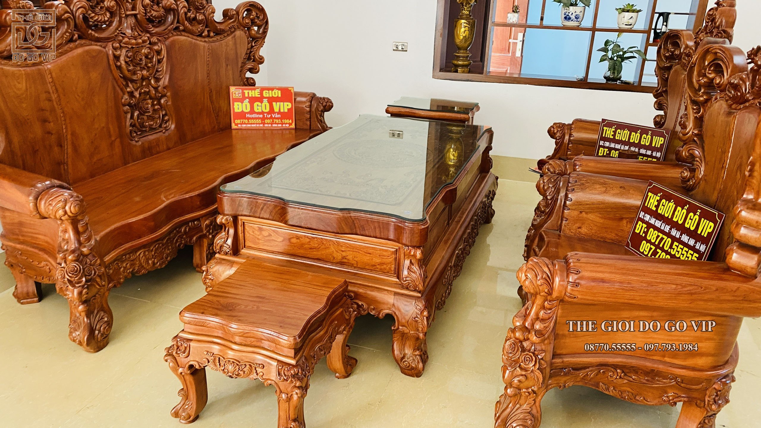 18/12 Bàn giao bộ Hoàng Gia Nguyên Khối - Gỗ Hương Đá cho A Toàn - Tân Yên Bắc Giang