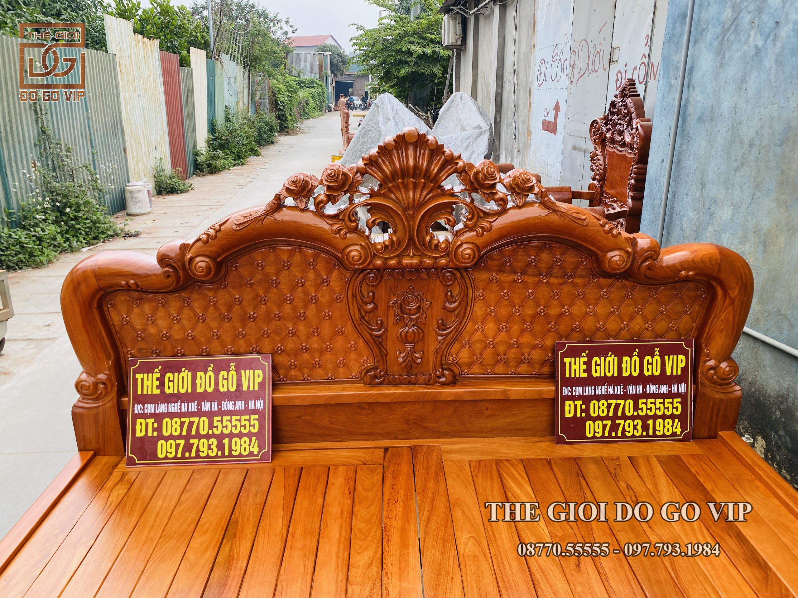 [ GIƯỜNG HOÀNG GIA LUXURY 2m - Gỗ Hương Đá ]