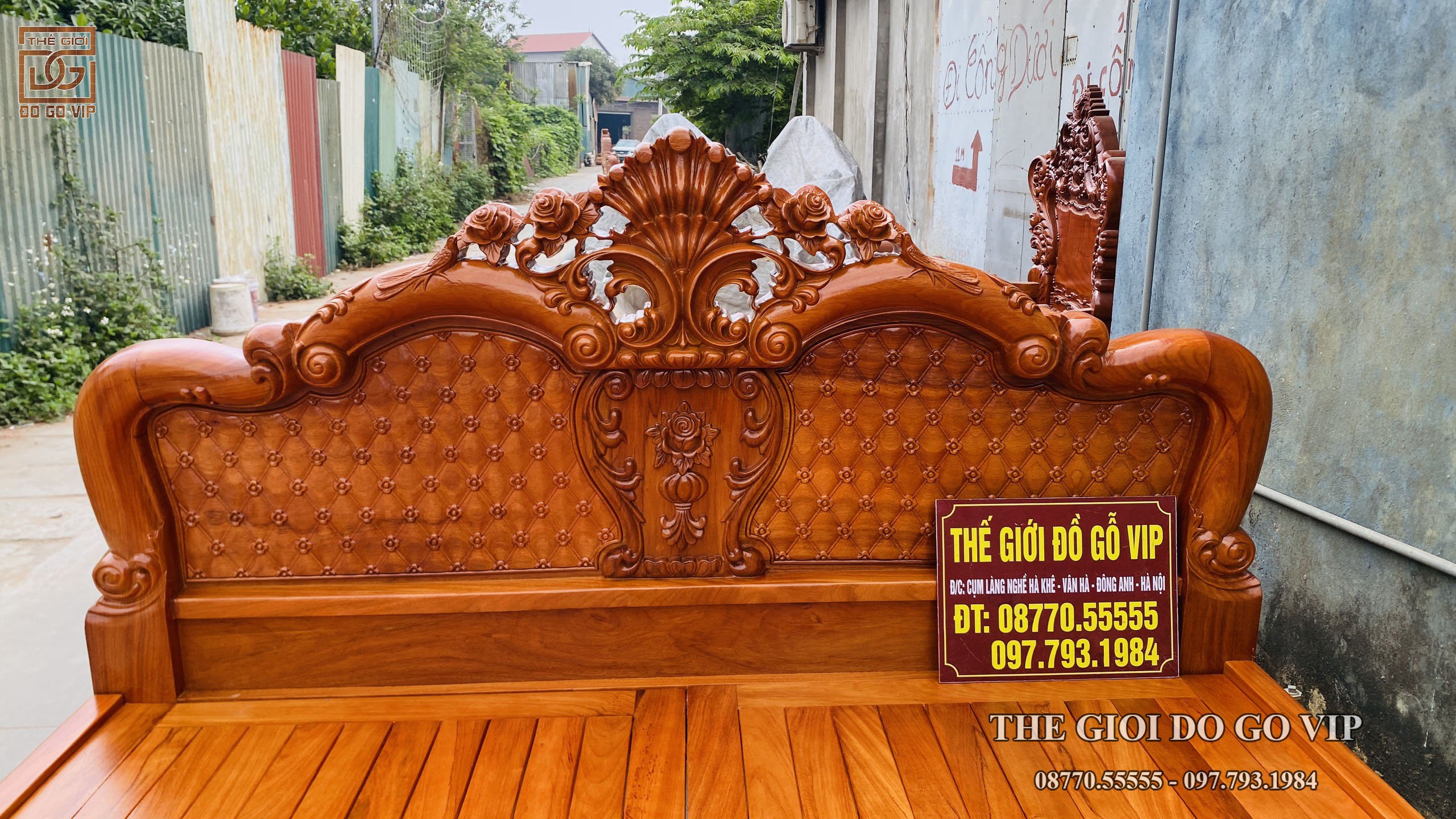 [ GIƯỜNG HOÀNG GIA LUXURY 2m - Gỗ Hương Đá ]