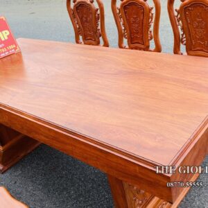 BÀN ĂN CHỮ NHẬT NGUYÊN KHỐI- 8 GHẾ- GỖ HƯƠNG ĐÁ