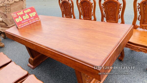 BÀN ĂN CHỮ NHẬT NGUYÊN KHỐI- 8 GHẾ- GỖ HƯƠNG ĐÁ