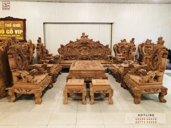 bộ bàn ghế rồng đỉnh gỗ hương