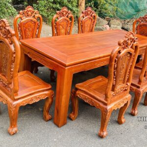 MẪU BÀN ĂN CHỮ NHẬT- GHẾ HỒNG HẠC 8 GHẾ- CHẤT GỖ HƯƠNG ĐÁ