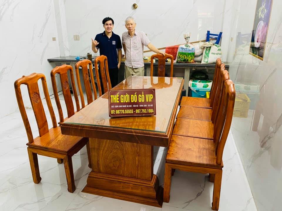 [ 15/3 - BÀN GIAO BỘ BÀN ĂN CHỮ NHẬT NGUYÊN KHỐI CHO CHÚ LAM GIA LÂM]
