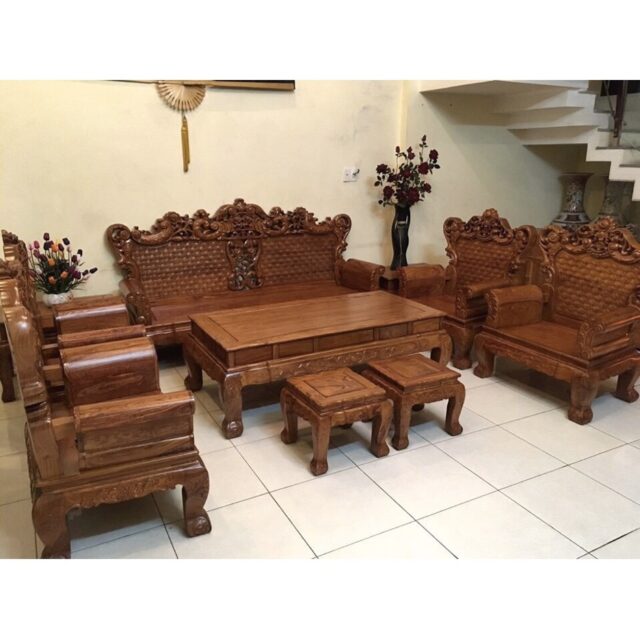 Bộ bàn ghế hoàng gia gỗ tự nhiên, cao cấp