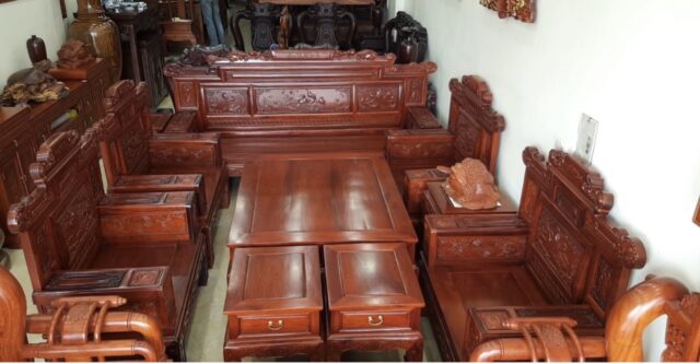 Bộ bàn ghế quốc triện thiết kế tinh tế, sang trọng