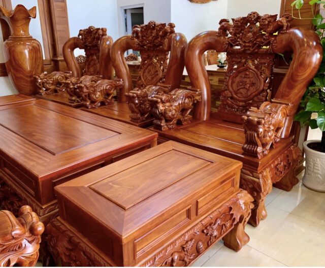 Bộ nghê bảo đỉnh tay 16 gỗ hương cao cấp