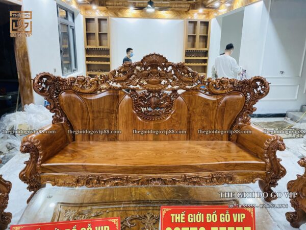 Bộ Hoàng Gia Hoa Hồng Nguyên Khối Gỗ Hương Đá -10 Món
