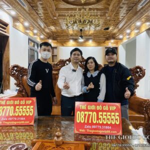 Bộ Hoàng Gia Hoa Hồng Nguyên Khối Gỗ Hương Đá -10 Món