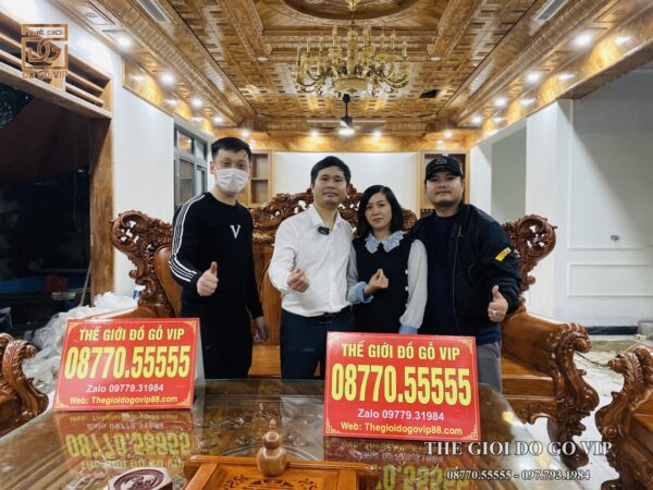 Bộ Hoàng Gia Hoa Hồng Nguyên Khối Gỗ Hương Đá -10 Món