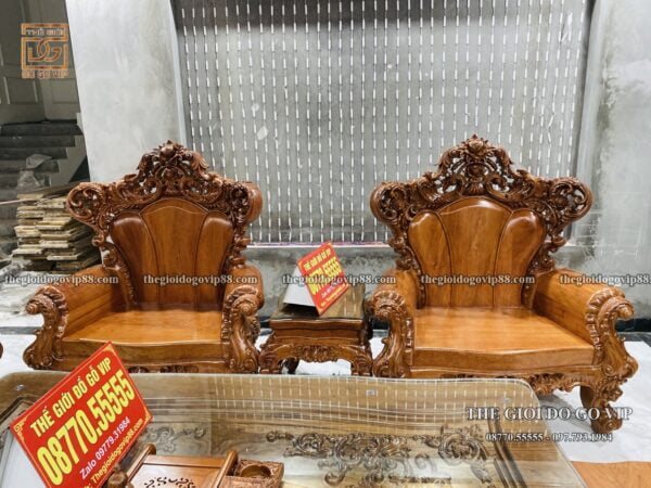 Bộ Hoàng Gia Hoa Hồng Nguyên Khối Gỗ Hương Đá -10 Món
