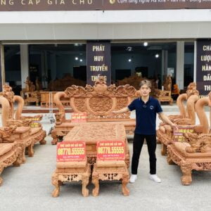 NGHÊ HOÀNG ĐẾ CỘT 16 MẪU PHƯỢNG XOÈ NEW 2022 - GỖ HƯƠNG ĐÁ