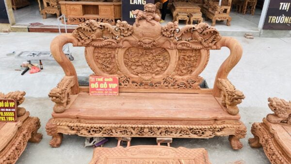 NGHÊ HOÀNG ĐẾ CỘT 16 MẪU PHƯỢNG XOÈ NEW 2022 - GỖ HƯƠNG ĐÁ