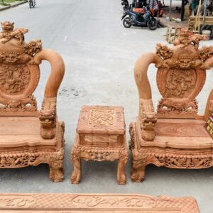 NGHÊ HOÀNG ĐẾ CỘT 16 MẪU PHƯỢNG XOÈ NEW 2022 - GỖ HƯƠNG ĐÁ