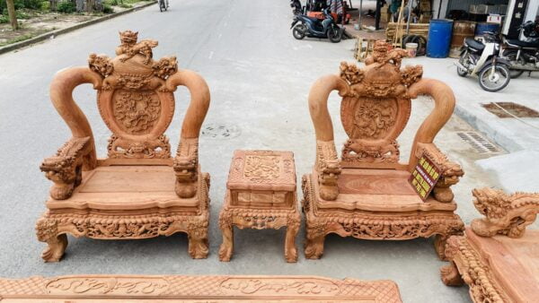 NGHÊ HOÀNG ĐẾ CỘT 16 MẪU PHƯỢNG XOÈ NEW 2022 - GỖ HƯƠNG ĐÁ