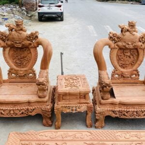 NGHÊ HOÀNG ĐẾ CỘT 16 MẪU PHƯỢNG XOÈ NEW 2022 - GỖ HƯƠNG ĐÁ