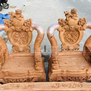 Bộ Bàn Ghế Nghê Hoàng Đế cột 18 chân 20 - Gỗ Hương Đá