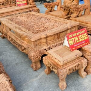Bộ Bàn Ghế Nghê Hoàng Đế cột 18 chân 20 - Gỗ Hương Đá