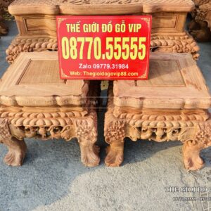Bộ Bàn Ghế Nghê Hoàng Đế cột 18 chân 20 - Gỗ Hương Đá