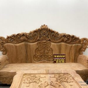 Bộ Bàn Ghế Hoàng Gia Nguyên Khối Tay Cong Vip Chân 22 - Gỗ Hương Đá