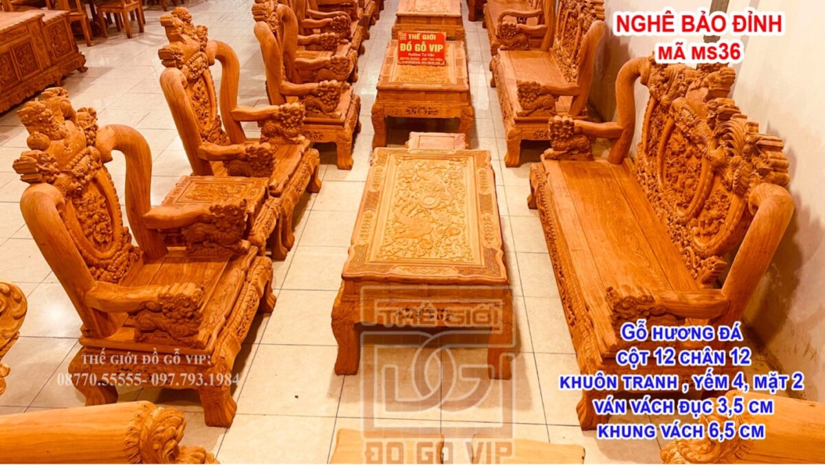 Bộ quốc nghê bảo đỉnh 6 món - Gỗ hương đá