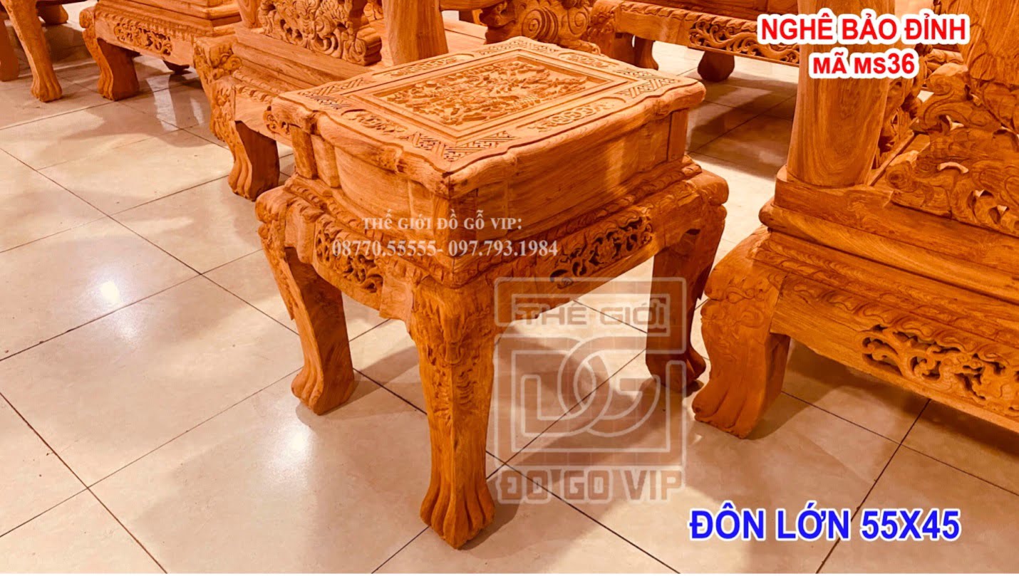 Đôn nhỏ của bộ quốc nghê bảo đỉnh 6 món - Gỗ hương đá