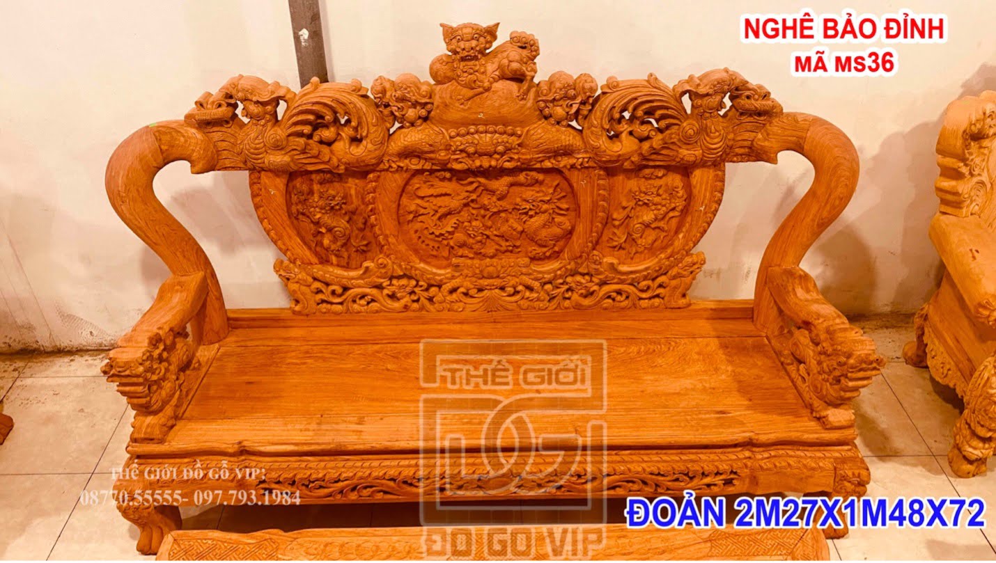 Ghế dài của bộ quốc nghê bảo đỉnh 6 món - Gỗ hương đá
