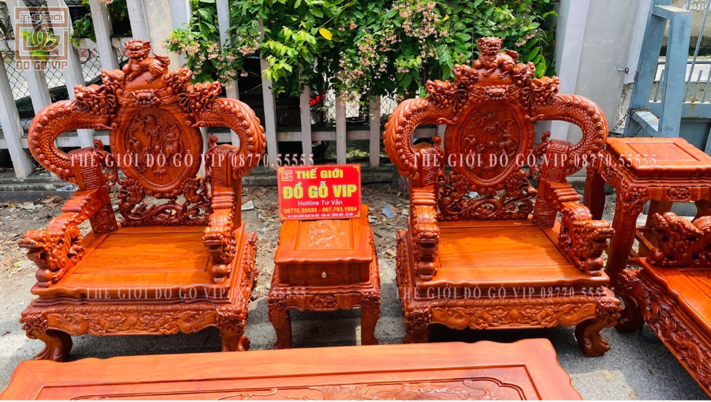 Ghế đơn của bộ Nghê tay khuỳnh bảo đỉnh 12 món gỗ hương đá