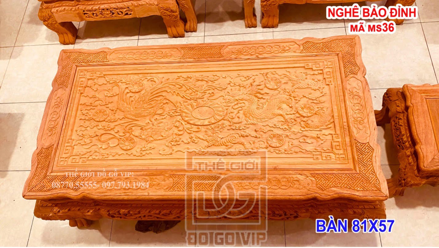 Mặt bàn của Bộ quốc nghê bảo đỉnh 6 món - Gỗ hương đá