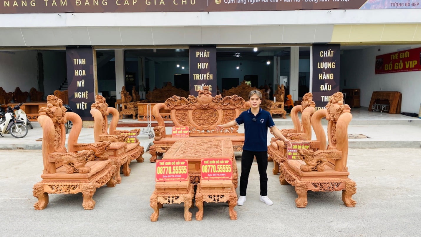 Nghê hoàng đế cột 16 mẫu Phượng xoè new 2022 - Gỗ hương đá