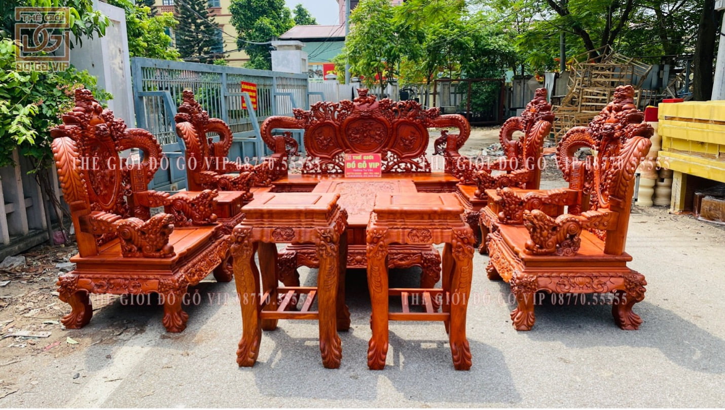 Nghê tay khuỳnh 10 món – Gỗ hương đá
