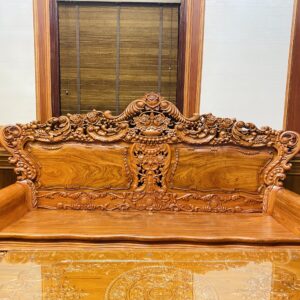 Bộ Bàn Ghế Hoa Hồng Louis Mặt Tràn Gỗ Hương Đá- 6 Món