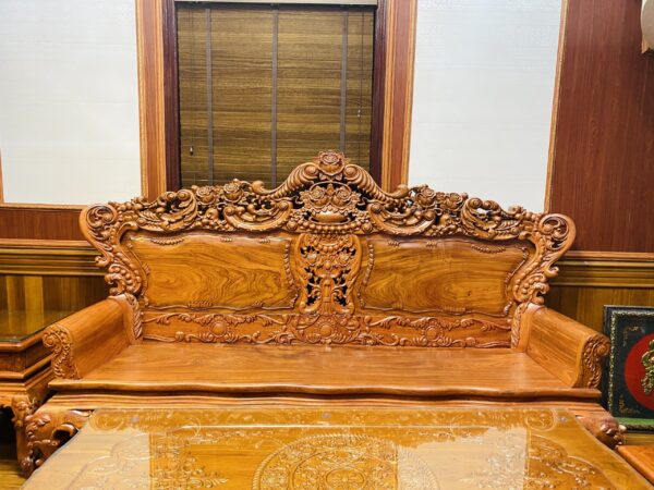 Bộ Bàn Ghế Hoa Hồng Louis Mặt Tràn Gỗ Hương Đá- 6 Món - Hình ảnh 4