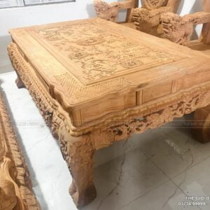 Bộ Bàn Ghế Nghê Bảo Đỉnh Cột 14 Chân 14 Gỗ Hương Đá- 6 Món