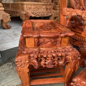 BỘ BÀN GHẾ NGHÊ THÁI TỬ CỘT 14 CHÂN 15 GỖ HƯƠNG ĐÁ - 10 MÓN