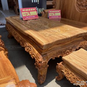 BỘ BÀN GHẾ HOÀNG GIA NGUYÊN KHỐI GỖ GÕ- 6 MÓN