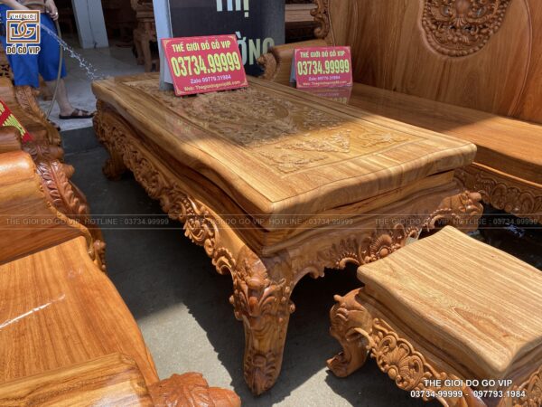 BỘ BÀN GHẾ HOÀNG GIA NGUYÊN KHỐI GỖ GÕ- 6 MÓN